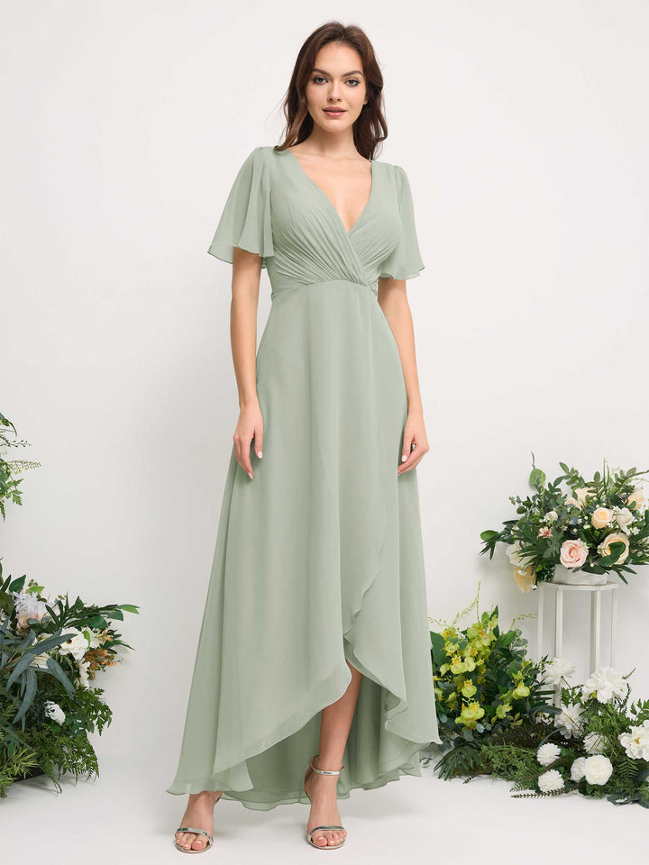 Carlyna Robe Trapèze Mousseline Col V Longueur ras du sol Robe de demoiselle d&