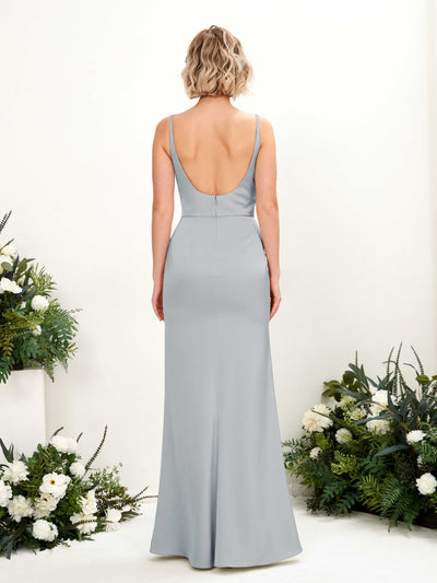 Carlyna Sirène Col V Longueur ras du sol Satin Robe Bleu Bébé #couleur_bleu-b-b