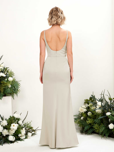 Carlyna Sirène Col V Longueur ras du sol Satin Robe Champagne #couleur_champagne