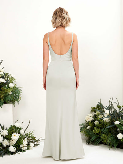 Carlyna Sirène Col V Longueur ras du sol Satin Robe Ivoire #couleur_ivoire