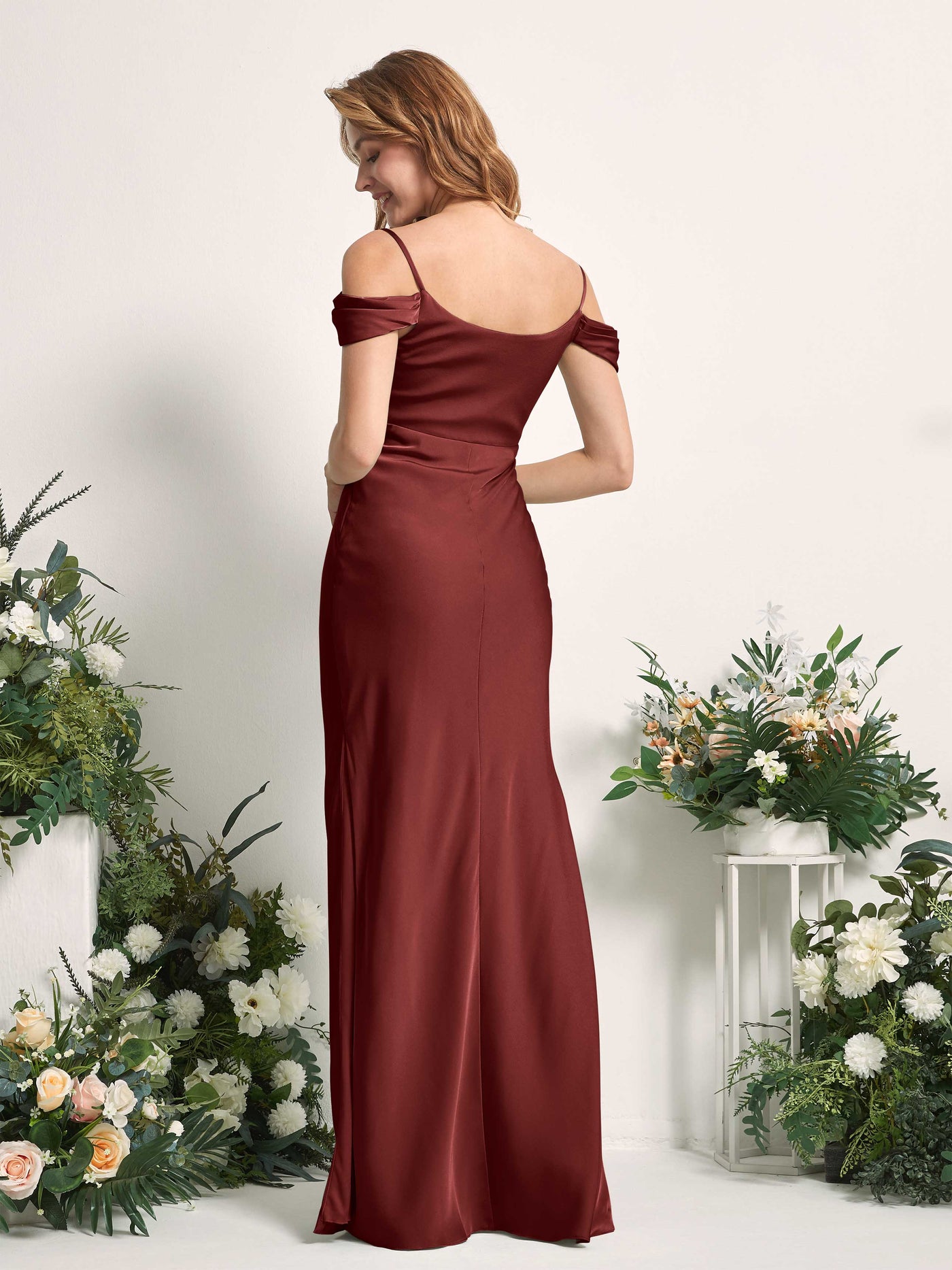 Carlyna Sirène Épaule Dénudée Longueur ras du sol Robes de demoiselle d'honneur Bordeaux #couleur_bordeaux
