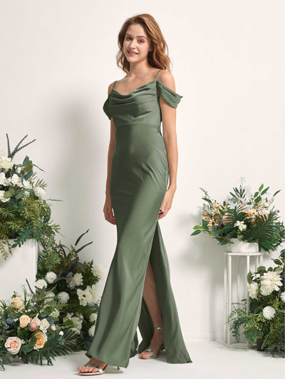 Carlyna Sirène Épaule Dénudée Longueur ras du sol Robes de demoiselle d'honneur Olive #couleur_olive