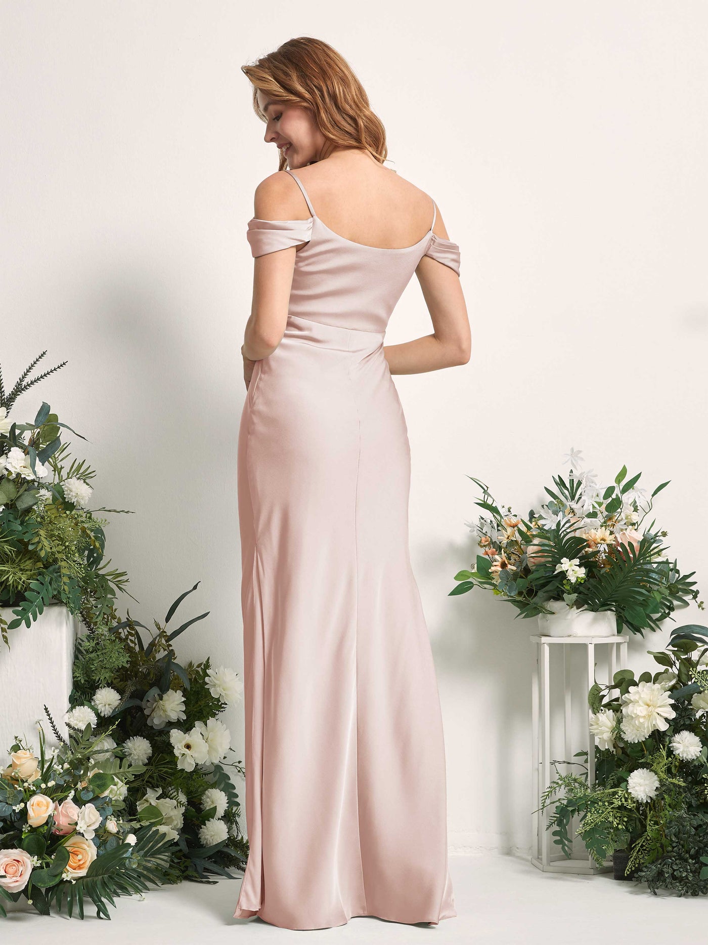 Carlyna Sirène Épaule Dénudée Longueur ras du sol Robes de demoiselle d'honneur Rose Perle #couleur_rose-perle