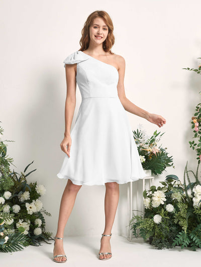 Carlyna Trapèze Décolleté Asymétrique Patineuse Robes de demoiselle d'honneur Blanc #couleur_blanc