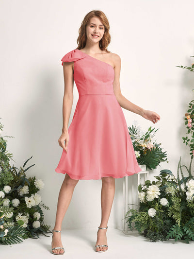 Carlyna Trapèze Décolleté Asymétrique Patineuse Robes de demoiselle d'honneur Rose Corail #couleur_rose-corail