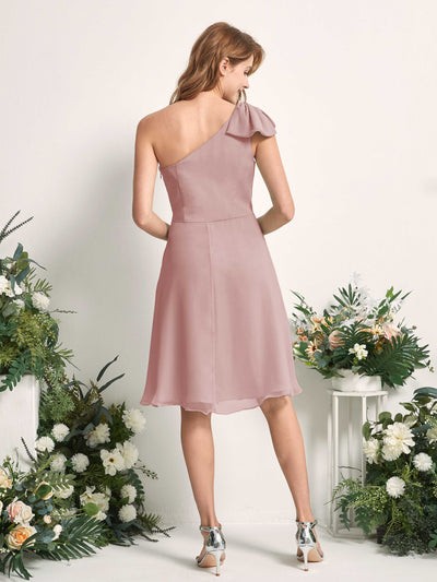 Carlyna Trapèze Décolleté Asymétrique Patineuse Robes de demoiselle d'honneur Rose Poussiéreux #couleur_rose-poussi-reux